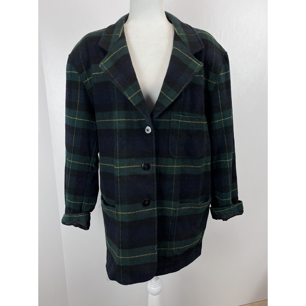 Vintage Womens Express Wool Blend Blazer Jacket Sz L VGUC Dark Academia Boxy